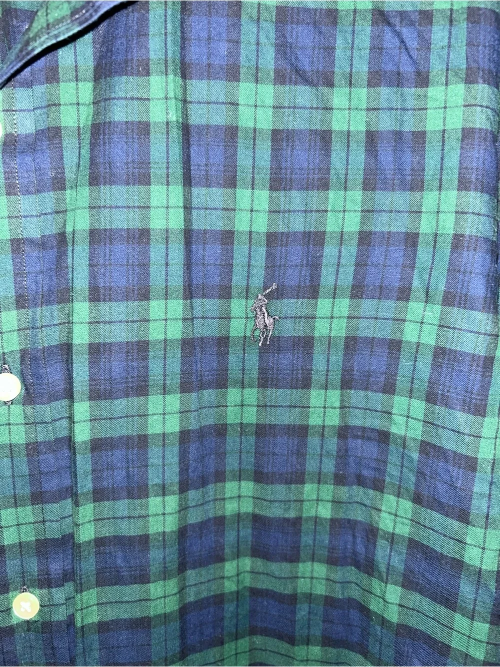 Polo Ralph Lauren Shirt - green/blue plaid 100% cotton long sleeve button up